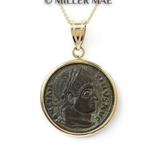 CONSTANTINE THE GREAT (306-337 A.D.) Ancient Roman Coin Pendant Necklace | 14k Gold Real Ancient Roman Laurel Wreath Coin Pendant Necklace