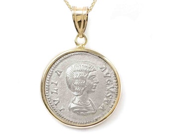 EMPRESS JULIA DOMNA (196-211 A.D.) Ancient Roman Coin Necklace | 14k Gold Real Coin Necklace |Isis Motherhood Goddess Necklace |Mother's Day