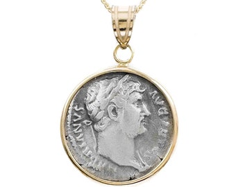 HADRIAN (117-138 A.D.) Ancient Roman Coin Pendant Necklace | 14k Gold Real Ancient Roman Coin Necklace | Roman Emperor Necklace