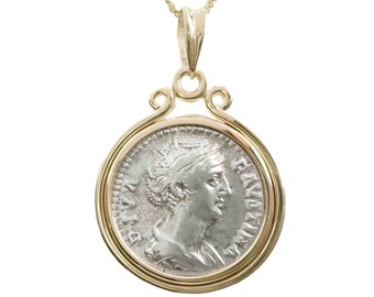 DIVA FAUSTINA (140-141 A.D.) Ancient Roman Coin Pendant Necklace | 14k Gold Real Augusta Coin Necklace | Aeternitas Goddess Charm Necklace