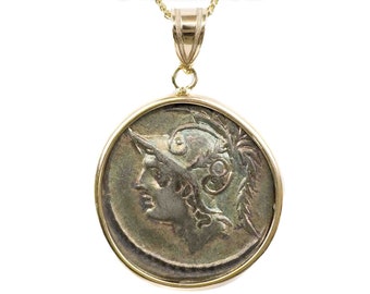 MARS (103 B.C.) 14k Ancient Roman Coin Pendant Necklace | Silver Denarius Coin Necklace | God of War Ares Coin Necklace | Ancient Greek Coin