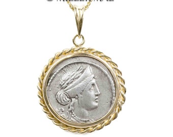 VENUS (55 B.C.) Ancient Roman Coin Necklace | 14k Gold Adjustable Chain Necklace | Real Ancient Roman Coin Pendant | Goddess Coin Necklace