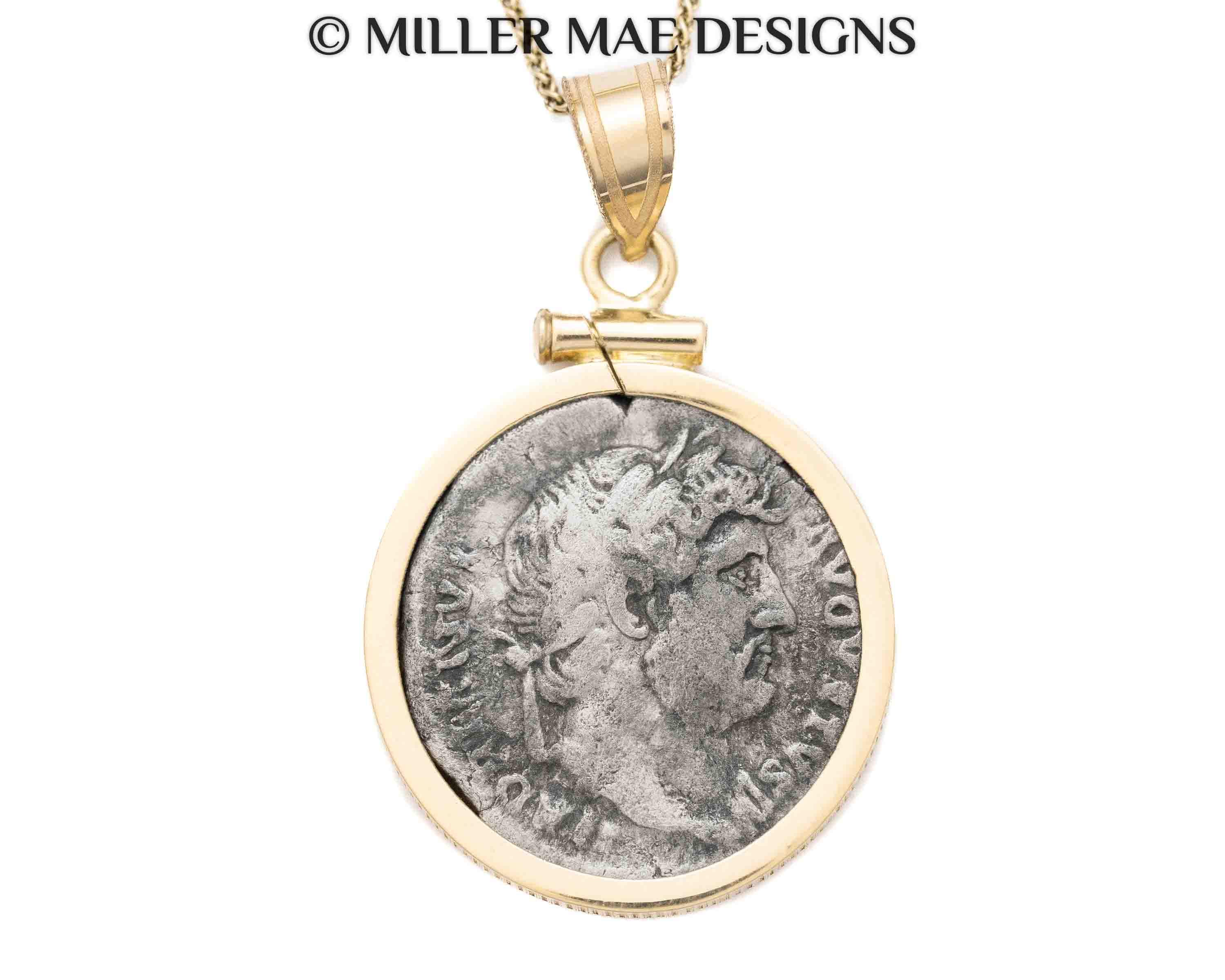 HADRIAN (117-138 A.D.) Ancient Roman Coin Pendant Necklace | 14k Gold Real Ancient Roman Coin Necklace | Roman Emperor Necklace