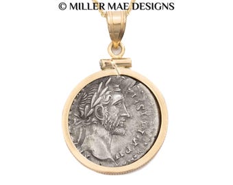 Antoninus Pius Ancient Roman Coin Necklace | 14k Gold Pendant