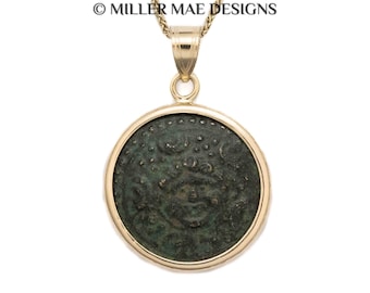 MEDUSA (323-317 B.C.) Ancient Greek Coin Pendant Necklace | 14k Gold Real Ancient Greek Gorgon Coin Necklace