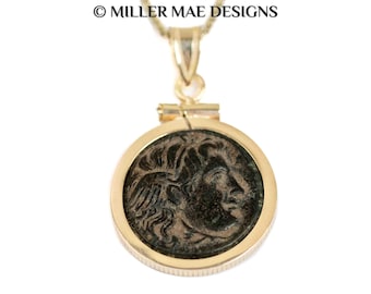 MEDUSA (312-281 B.C.) Ancient Greek Coin Pendant Necklace | 14k Gold Real Ancient Greek Gorgon Coin Necklace | Greek Goddess Necklace