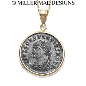 CONSTANTIUS II (324-337 A.D.) Ancient Roman Coin Necklace | 14k Gold Real Ancient Coin Pendant Necklace | Roman Emperor Caesar Necklace