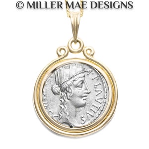 CYBELE (55 B.C.) Ancient Roman Coin Necklace | 14k Gold Real Ancient Roman Coin Pendant | Ancient Roman Goddess Coin Pendant Necklace