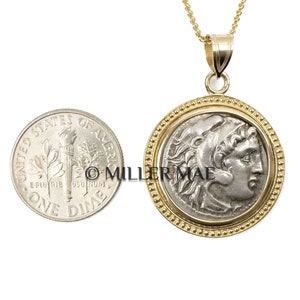 ALEXANDER THE GREAT 319-305 B.C. Ancient Greek Coin Pendant Necklace 14k Gold Hercules Coin Necklace Zeus Coin Necklace image 5