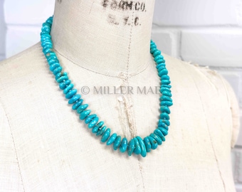 AAA Natural Un-Dyed Sleeping Beauty Turquoise Tumbled Nugget Necklace | Chunky Turquoise Necklace | Statement Necklace | Bohemian Necklace