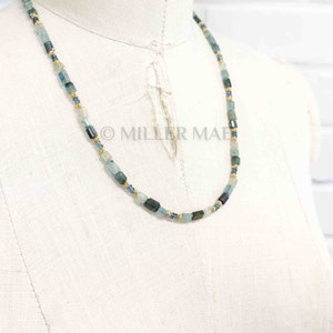 Indicolite Tourmaline Necklace Long Beaded Blue Green Gemstone Necklace London Blue Topaz Necklace Indicolite Strand Necklace image 4