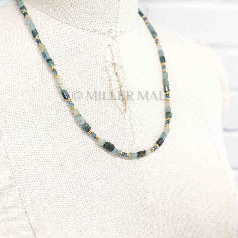 Indicolite Tourmaline Necklace Long Beaded Blue Green Gemstone Necklace London Blue Topaz Necklace Indicolite Strand Necklace image 4