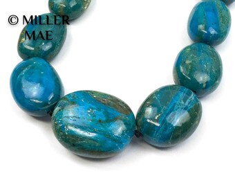Natural Peruvian Opal Nugget Statement Necklace | Blue Opal Beaded Knotted Necklace | Turquoise Blue Gemstone Necklace