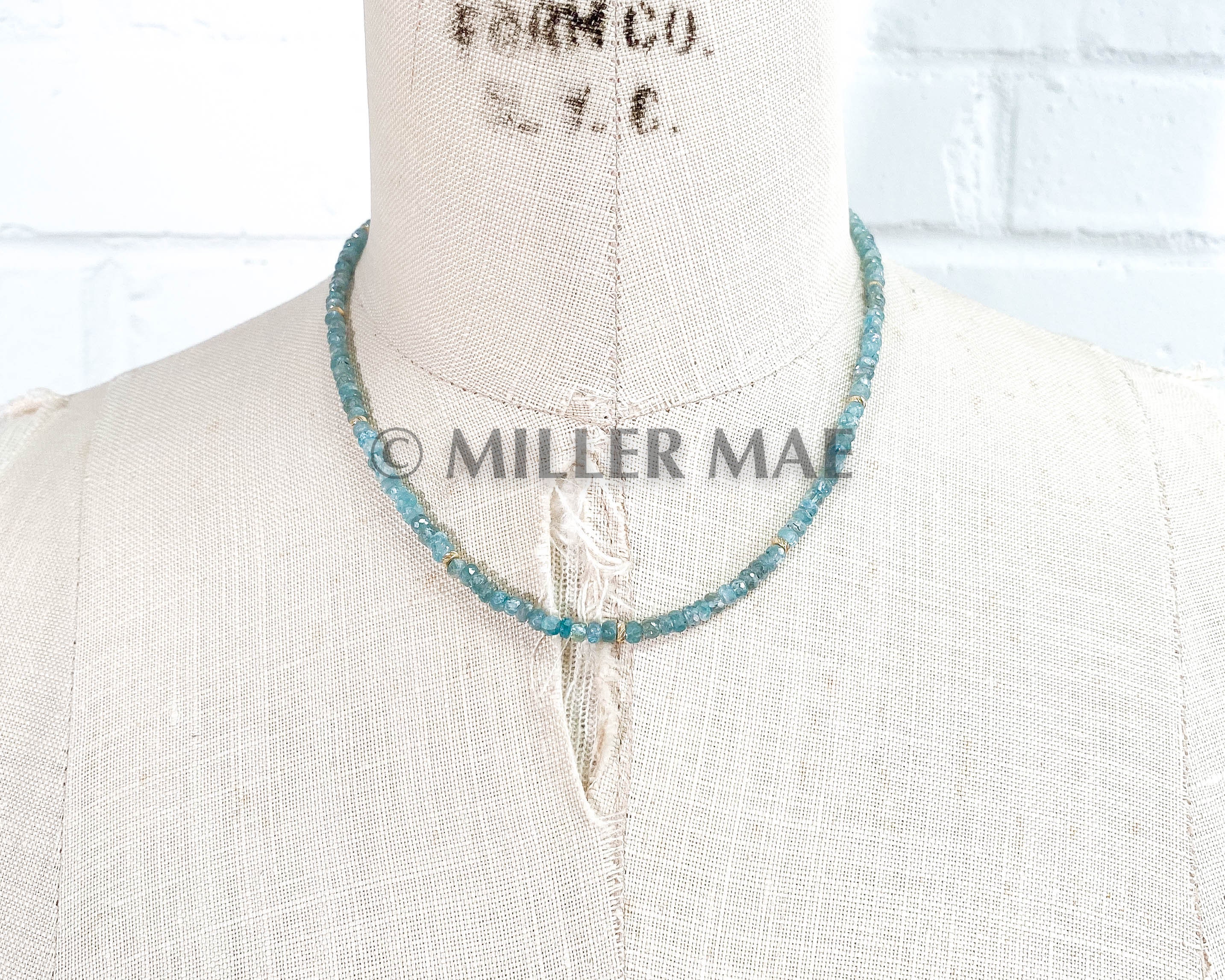 Blue Zircon Necklace 14 Gold Blue Gemstone Necklace Blue Etsy UK