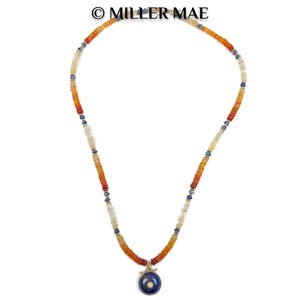 Gold, Diamond, Lapis Pendant Necklace Mexican Fire Opal Strand Necklace Blue Kyanite Beaded Necklace Long Gold Gemstone Necklace image 8