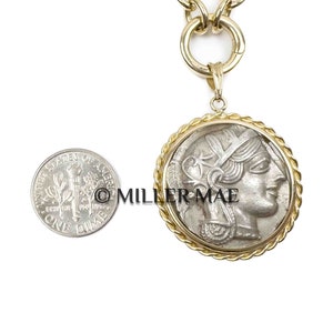ATHENA 425-404 B.C. Ancient Greek Coin Necklace 14k Gold Real Ancient Greece Coin Necklace Owl of Wisdom Necklace Greek Goddess image 8