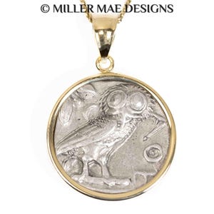 ATHENA (454-404 B.C.) Real Ancient Greek Coin Necklace | 14k Gold Ancient Greece Coin Necklace | Owl of Wisdom Necklace | Greek Goddess