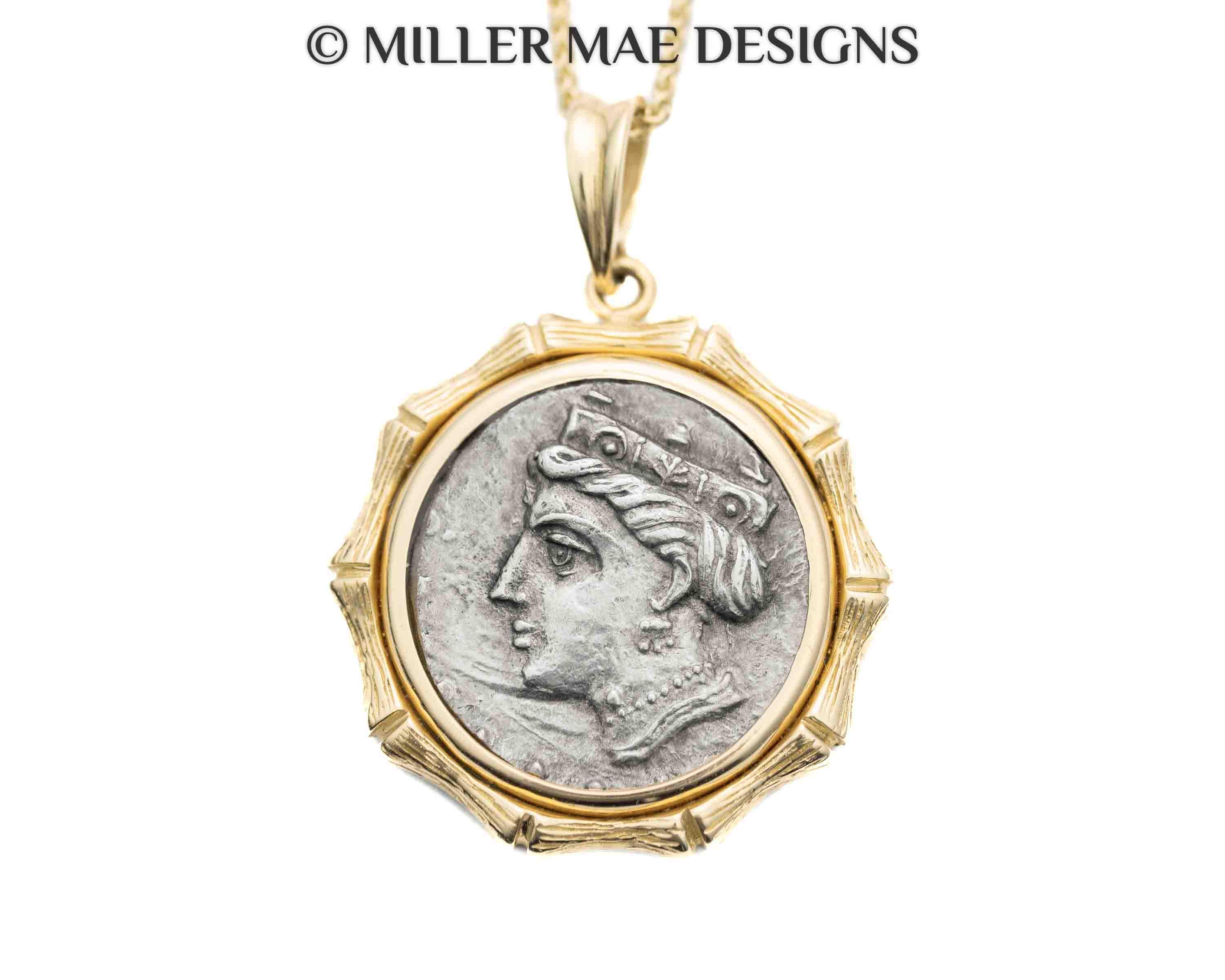 Great Coin Silver Ancient Gold Coin Pendant Genuine Italian 100