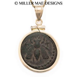 ARTEMIS BEE (200 B.C.) Ancient Greek Coin Pendant Necklace | 14k Gold Real Ancient Greece Coin Necklace | Gold Greek Coin Necklace
