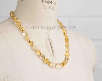 AAA Citrine Nugget Necklace | 14k Gold Beaded Gemstone Strand
