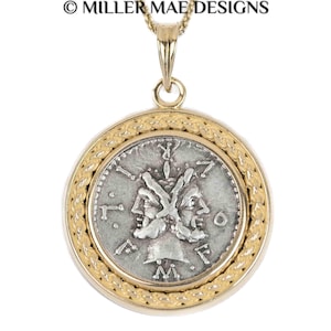 JANUS (120 B.C.) Ancient Roman Coin Pendant Necklace | 14k Gold Real Silver Denarius Janus Coin Necklace | Real Ancient Roman Coin