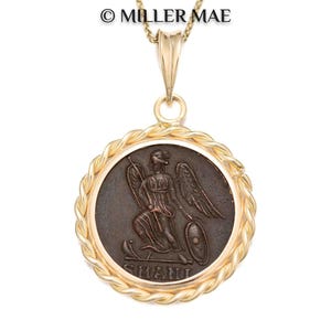 CONSTANTINE THE GREAT (330-354 A.D.) Ancient Roman Coin Pendant Necklace | 14k Gold Real Ancient Roman Winged Victory Coin Pendant Necklace