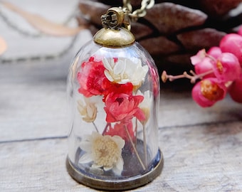 Real flower terrarium necklace, dried flowers jewelry, gift for her, real plant necklace, flower jewelry, natural flowers, garden necklace