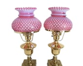 Fenton Cranberry Opalescent Hobnail Lamps Pink Fenton Cranberry lamps Fenton Hobnail lamps Opalescent Hobnail Table Lamps Cranberry glass