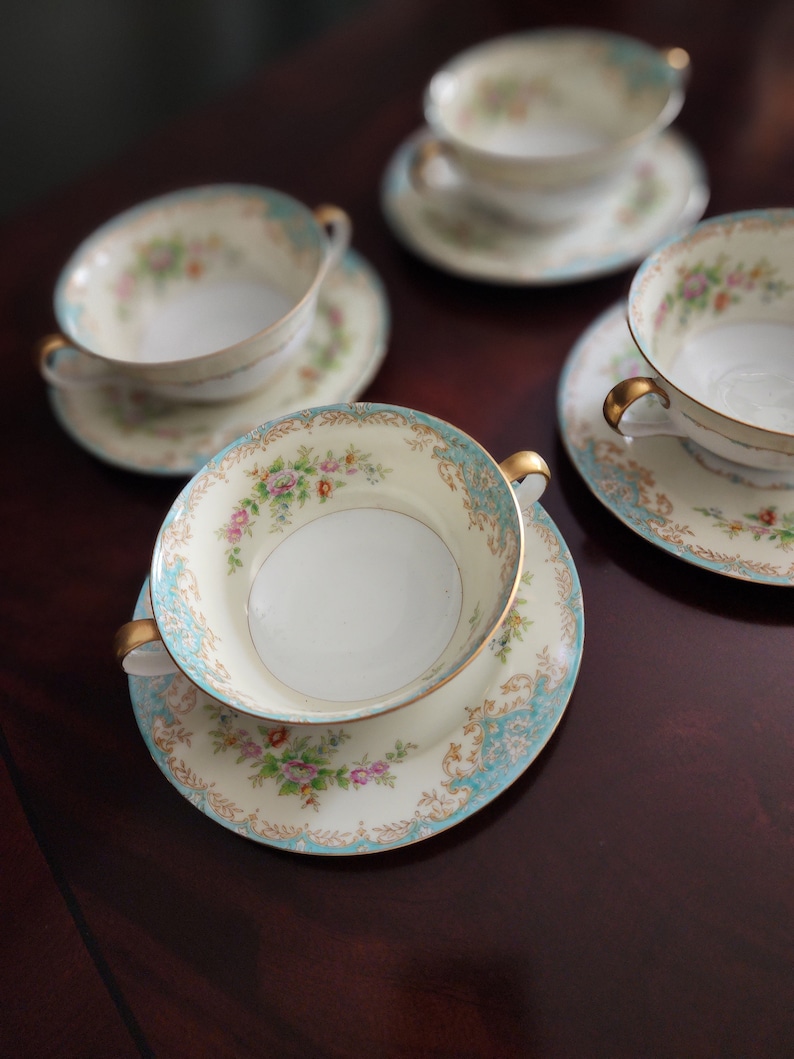 Noritake Soup Cups Bouillon Cups and Saucer Noritake Mystery 210