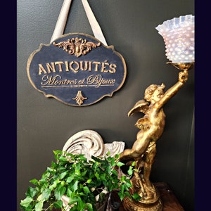 Handmade French Antique Sign, French Country Wall Decor, Parisian Boutique Sign, Artisan Painted Plaque, Cottage Decor