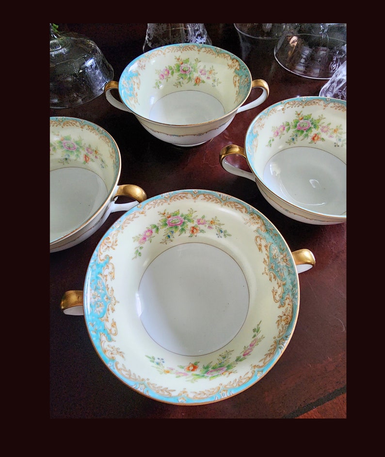 Noritake Soup Cups Bouillon Cups and Saucer Noritake Mystery 210