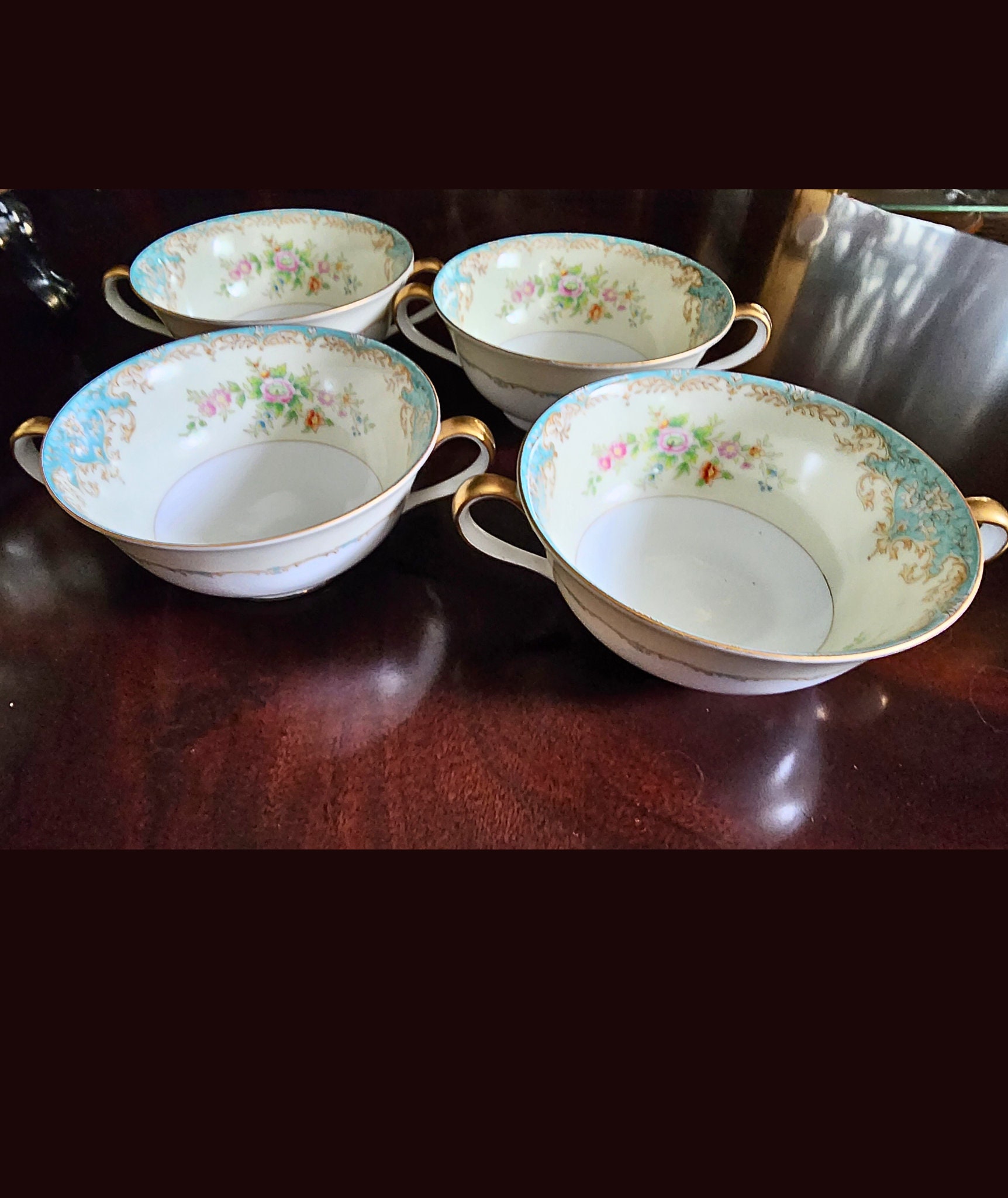 Noritake Soup Cups Bouillon Cups and Saucer Noritake Mystery 210