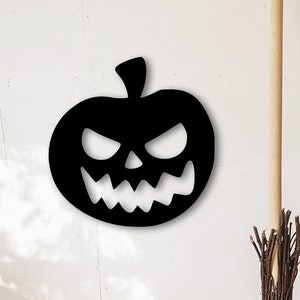 Black Metal Halloween Pumpkin Wall Art: Spooky Decor