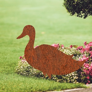 Corten Steel Duck Silhouette: Rusted Garden Art (50x40cm)