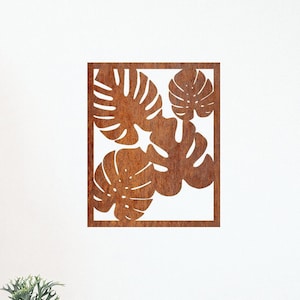 Rusted Corten Steel Monstera Leaf Metal Wall Art