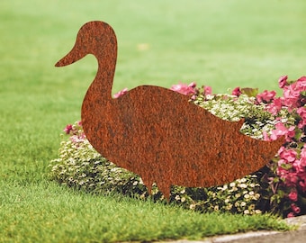 Corten Steel Duck Garden Decoration, Rusted Steel Duck Silhouette, Yard Steel Art, Garden Rusty Decorations