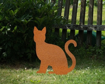 Cortenstahl rostige Katze Gartenkunst, Garten Rasendeko Katze, Metall Gartenkunst