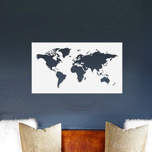 Lavagna magnetica con mappa del mondo in metallo bianco - Decorazione da parete con mappa del mondo in acciaio