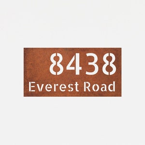 Corten steel custom text address signboard - Rusted steel house number street name sign