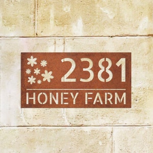 Custom corten steel address signboard - Corten rusted steel personalized signage - Custom corten signs