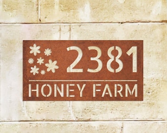 Custom Corten Steel Address Signboard: Rusted Metal Personalized Sign