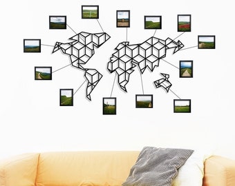 Metal World Map Wall Art: Geometric Magnetic Home Decor
