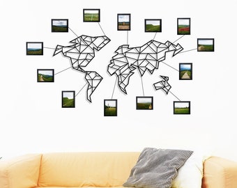 Geometric Metal World Map Wall Art: Steel Home Decor