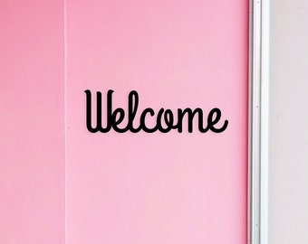 Black Steel Welcome Sign, Modern Wall Decor