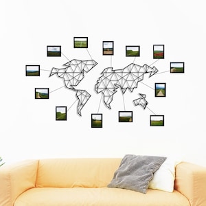 Metal World Map Wall Art, Metal Wall Art Map, Metal Map, Carte du monde metal, Metal Wall Art, Geometric World Map