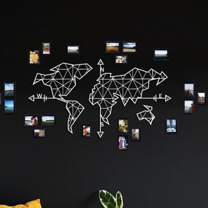 Carte murale en métal du monde, carte unique de la vie avec boussole North Star – Cadeau génial