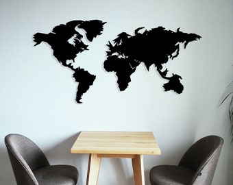 Metal magnetic world map metal wall art perfectly for travel magnets, Amazing metal map, Unique gift for him, Housewarming gift