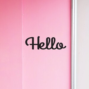 Hola arte de pared de letrero de metal escrito a mano - Hola letras de arte de pared de metal - Hola letrero de acero - Regalo para recién nacidos