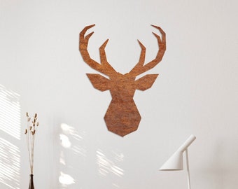 Corten Steel Deer Head Wall Art: Rustic Metal Decor