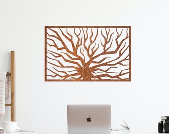 Corten Steel Tree of Life Wall Art, Rusted Metal Yard Decor